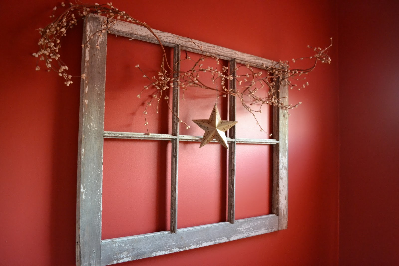 bathroom ideas country  window look great against the red of the wall in my half bathroom