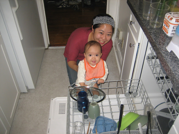 Helping Dada with the dishes