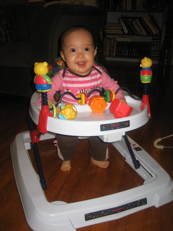 I can walk in my walker!  Watch out for trouble!