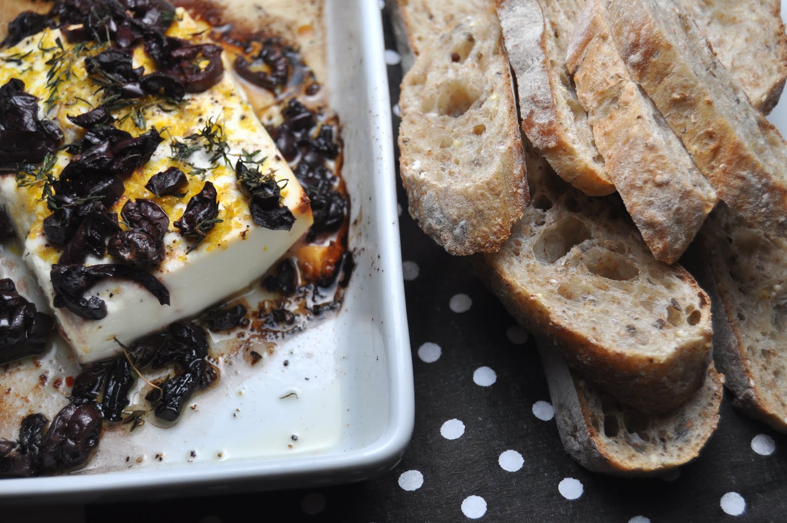Impeccable Taste Baked Feta with Black Olives, Lemon and Thyme