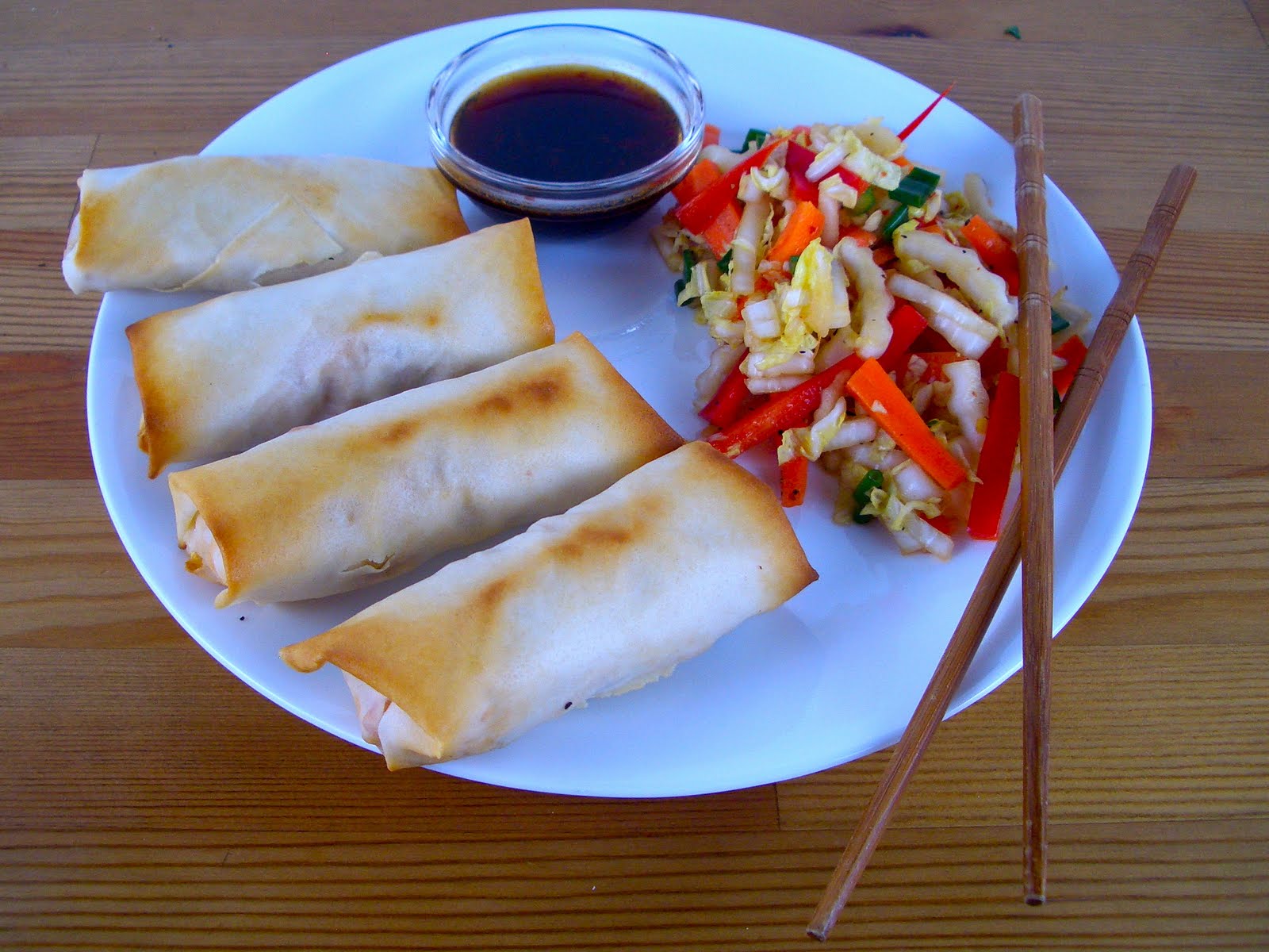 Invariably Vegan Baked Egg Rolls with Napa Cabbage Slaw