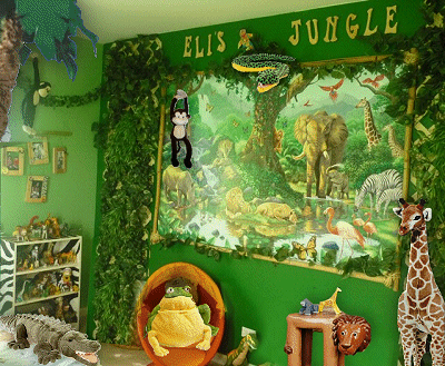  - jungle animals wild safari bedroom ideas - tropical jungle theme
