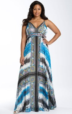 JS Collections Border Print Chiffon Dress JS Collections Border Print Chiffon Dress