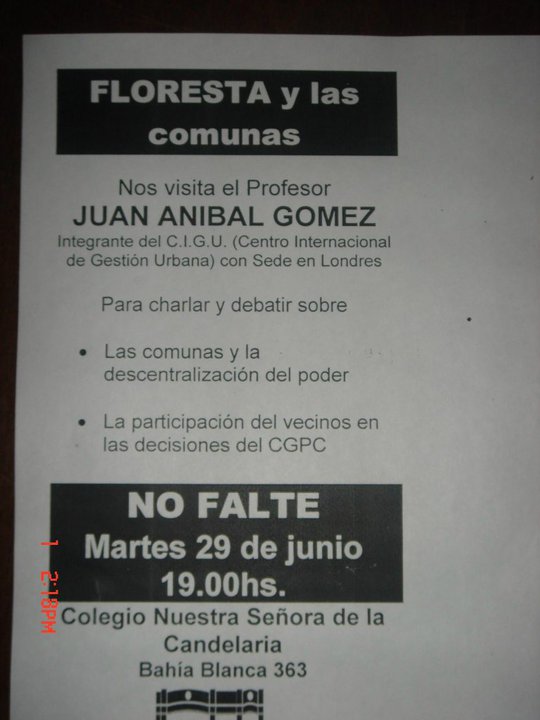 Cursos sobre Comunas dictado por Juan Anibal Gómez