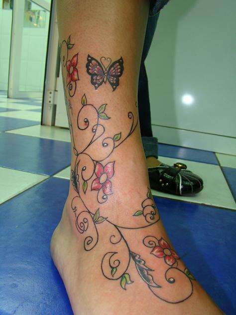 Ankle Art Flowers and butterflies Ankle Art 2 Rose