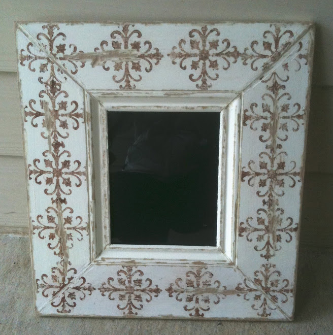 Allison Frame in cream and brown damask