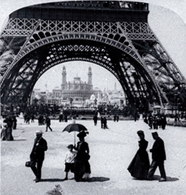 Looking through the Eiffel Tower to the Trocadero and Colonial Section, Paris Exposition, 1900, Library of Congress