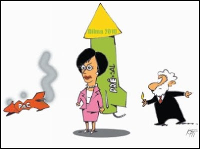 Palavras, Lula e a candidata Dilma A luta de Lula para projetar Dilma, Charge.