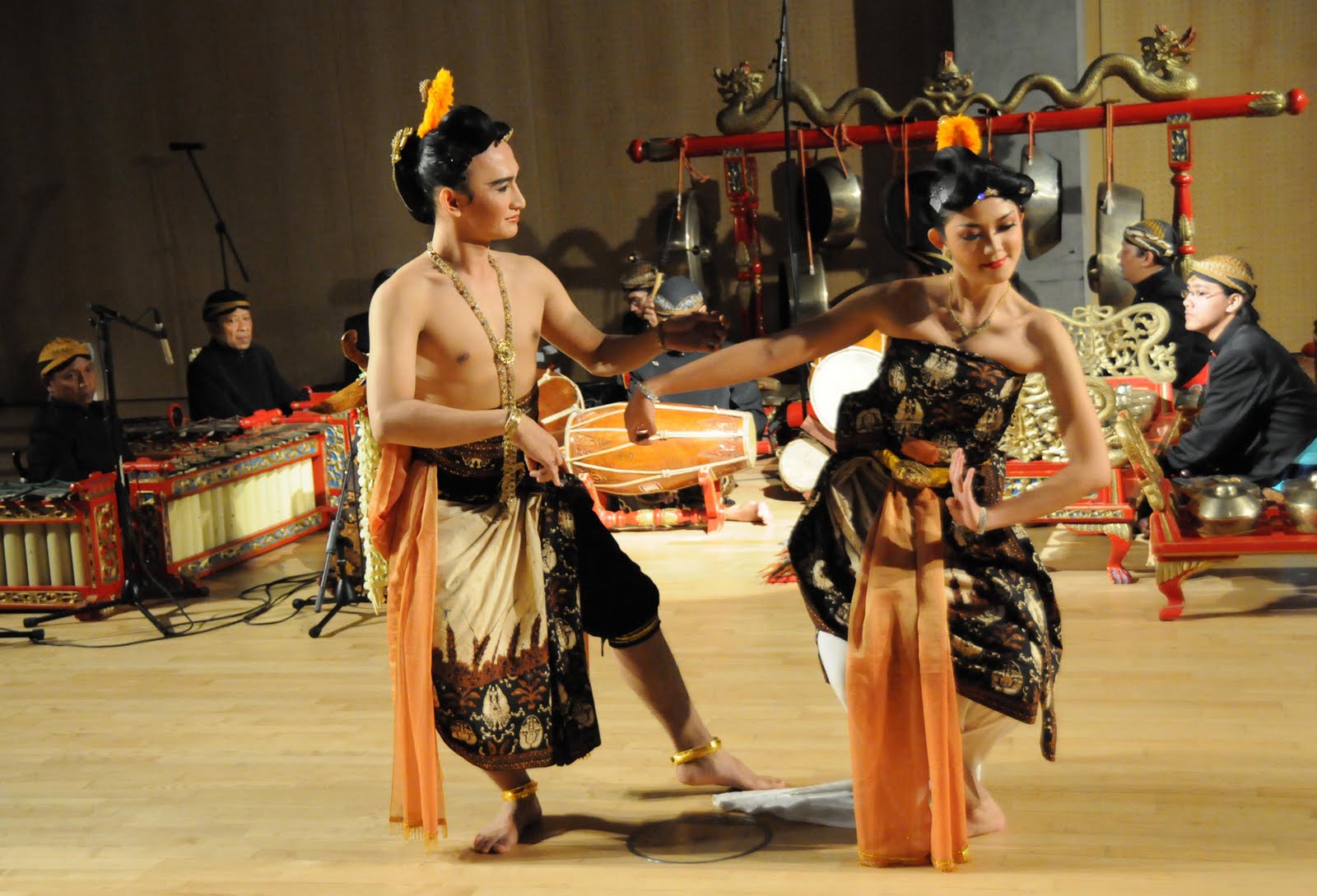 A traditional Indonesian GAMELAN-music concert and dance performed in