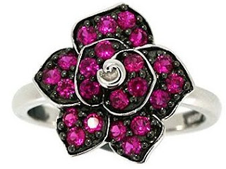 Created Ruby Flower Ring in Sterling Silver Created Ruby Flower Ring in Sterling Silver
