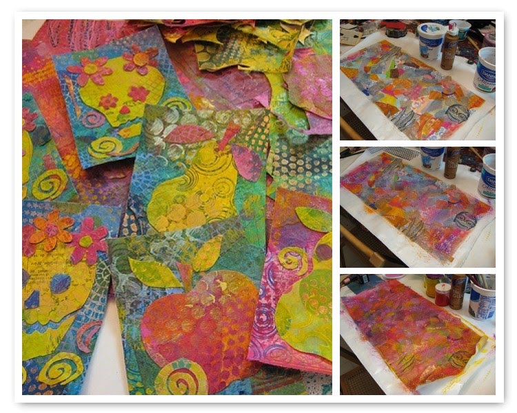 vintagepix Fabric Paper Collage ATCs