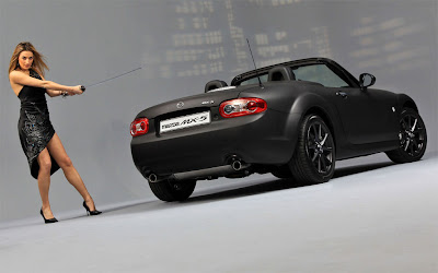 Mazda MX5 Matte Black Special Edition Rear Side View