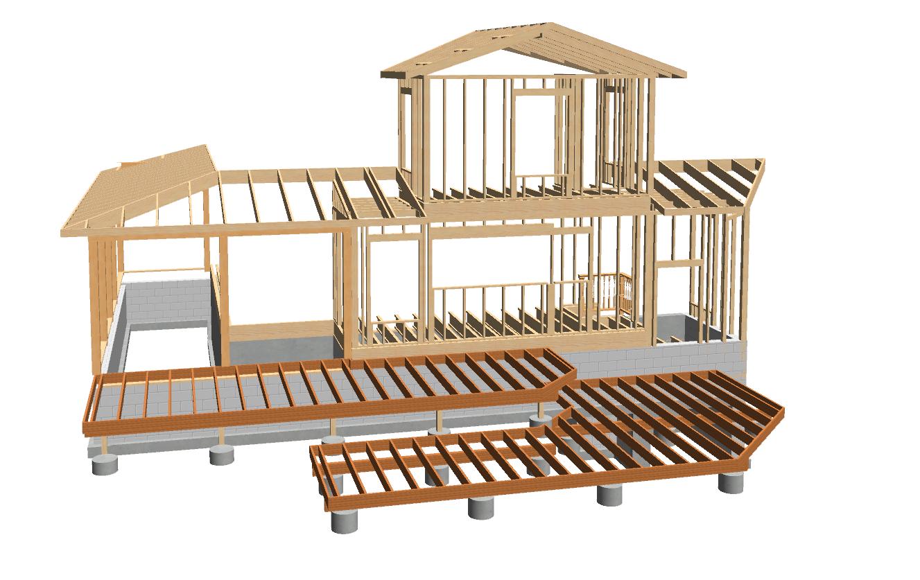 Chief Architect Training Showing New Addition Framing On Existing Home