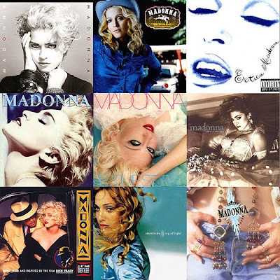 Madonna's all her album covers Madonna in all her album covers
