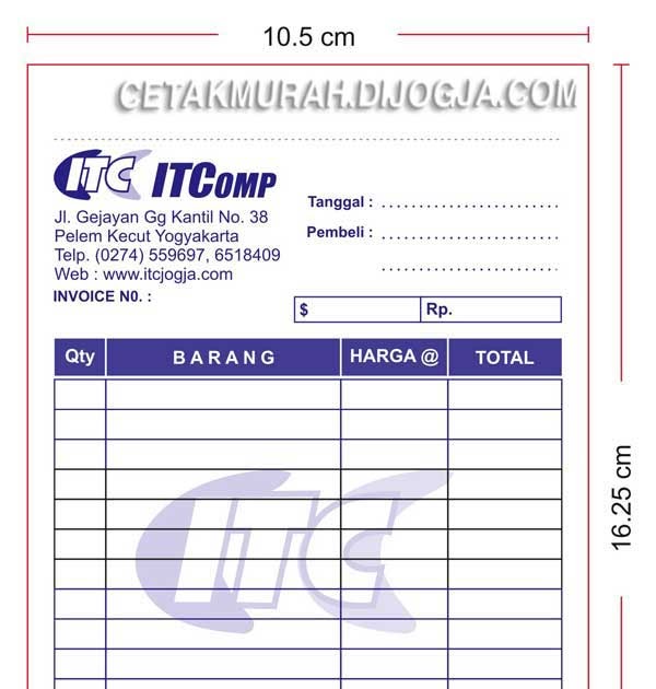 Ukuran Nota Cetak Murah Percetakan Yogyakarta