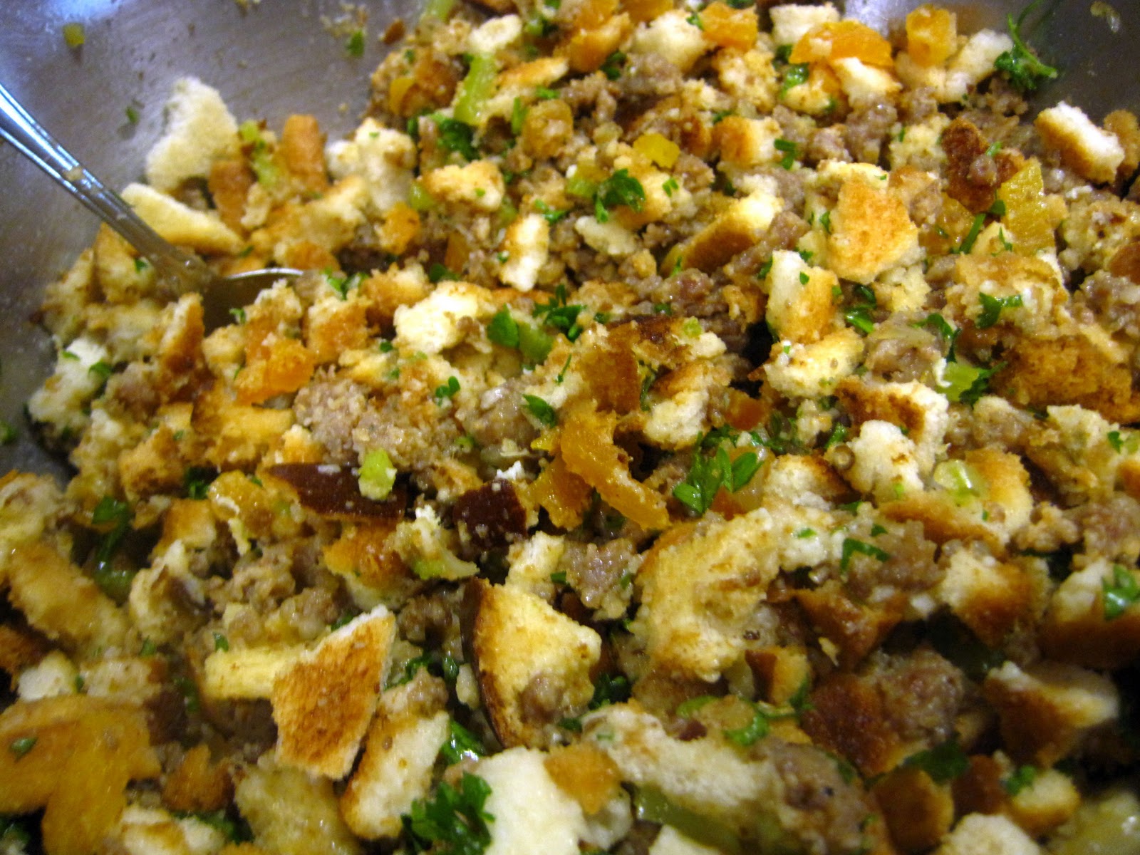 Rachel vs. Ramen Christmas Feast Apricot Sausage Stuffing