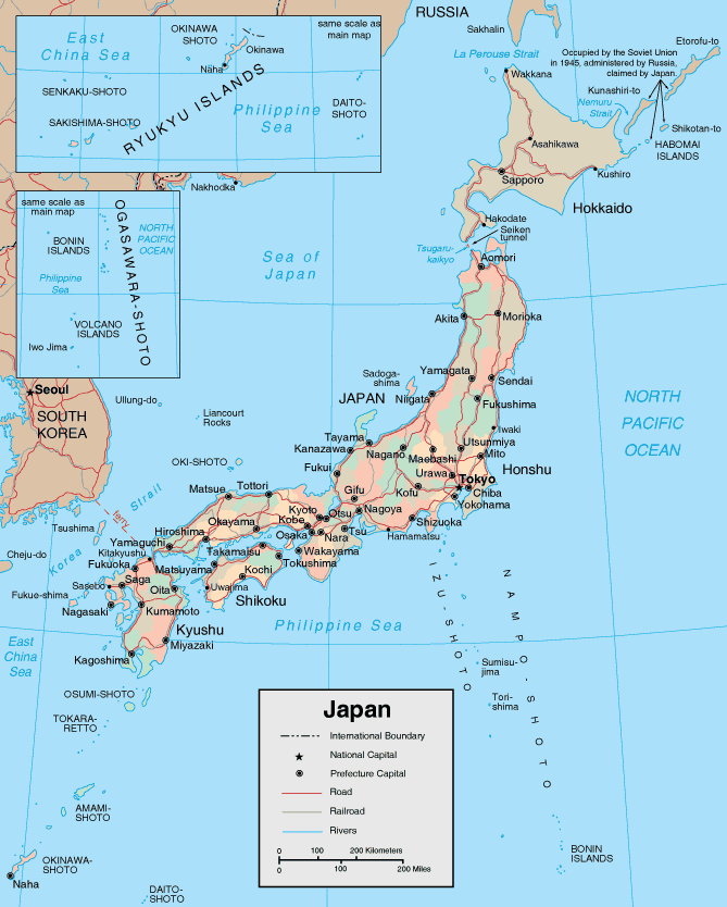 Japan Main Islands And Cities Japan Main Islands And Cities