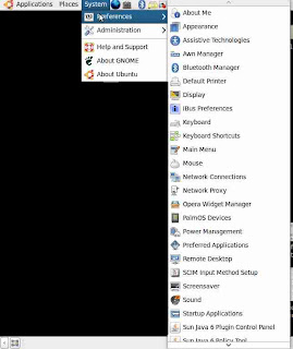 Ubuntu 9.10 preferences menu