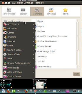 Add launcher from menu adesk bar
