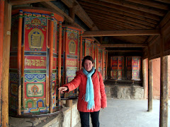 spinning prayer wheels at Labrang