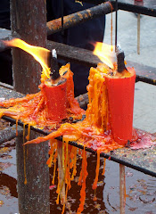 closeup of burning candles