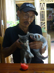 Tanakorn with monkey and kitten