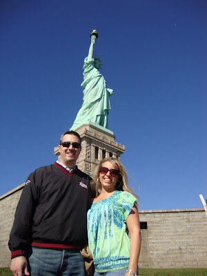 Together in front of the Statue of Liberty
