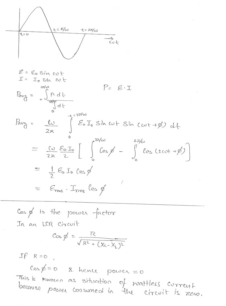 AC Circuits for iit: power in a LCR circuit