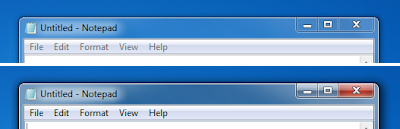 The subtle difference between an inactive and active title bar in Windows Aero