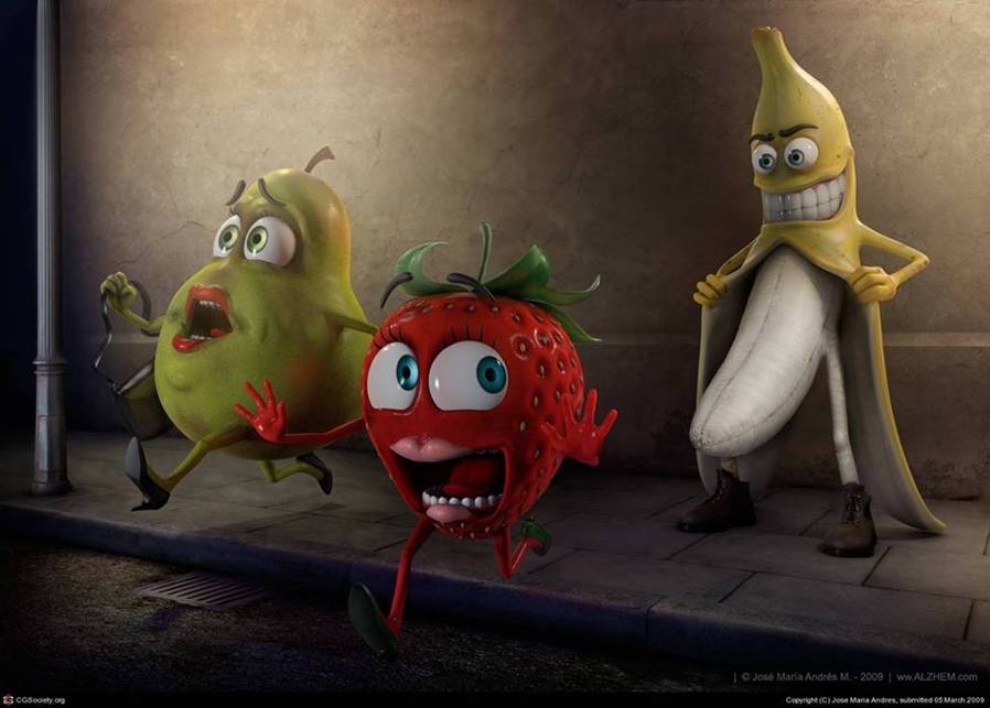 HUMOR. PLATANO SALIDO ACOSA FRUTAS