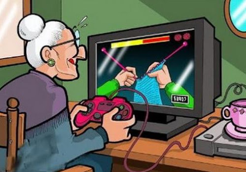 HUMOR GRAFICO. ABUELA tejiendo