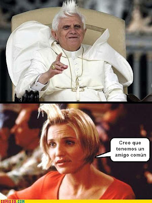 humor grafico. Que tienen en comun Cameron diaz y el papa. Cuidado con los HUEVOS