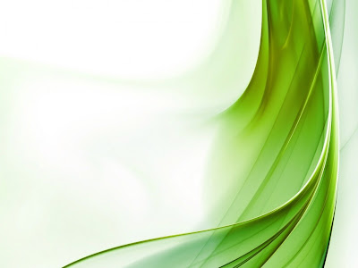 abstract green ribbons flow down from sky