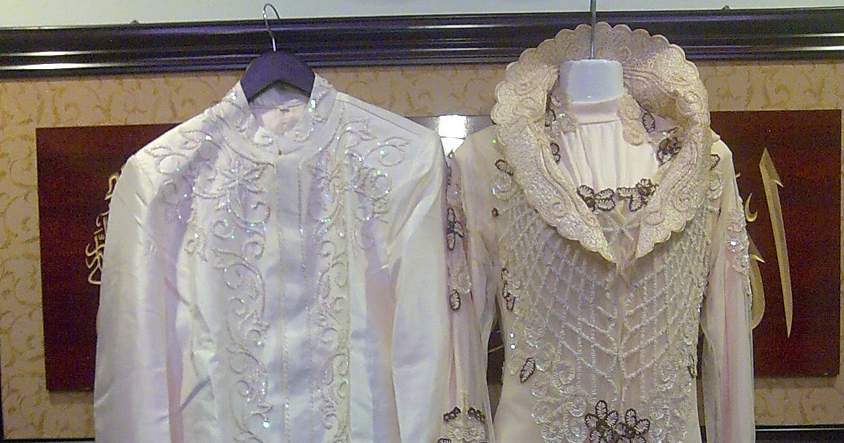 gambar gamis pengantin cream