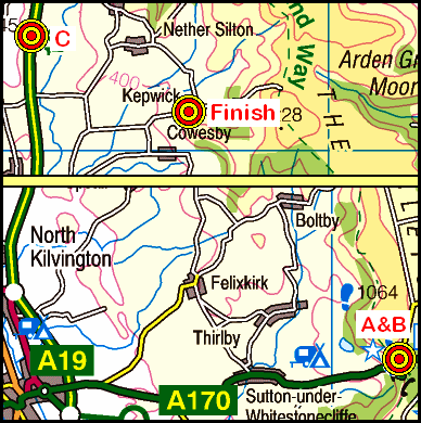 Map of the SuttonBank-Kepwick area