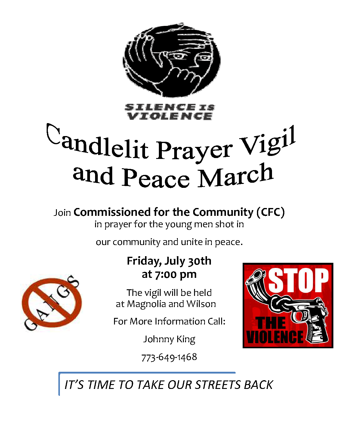 Uptown Update Candlelight Vigil Against Violence Friday Night