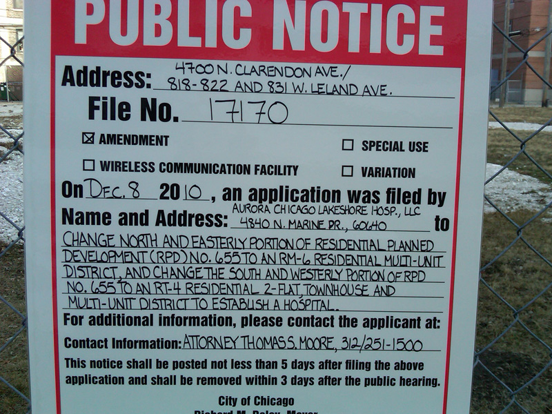 Uptown Update Zoning Notice For Clarendon/Lakeside Facility