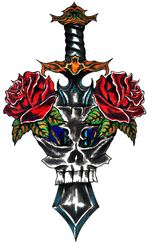 Tatuagem De Caveira Adaga E