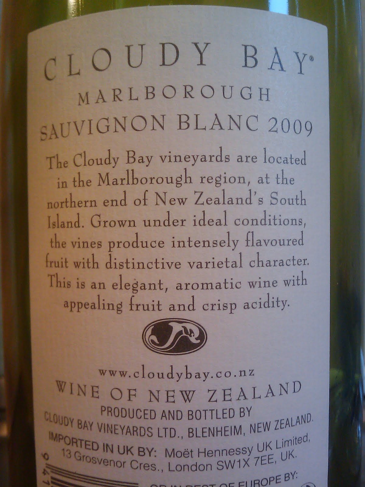 WINE IN SWEDEN TN Cloudy Bay Sauvignon Blanc 2009, Marlborough, New