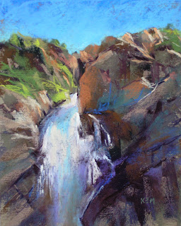 Painting My World Colorado Waterfall 10x8 Pastel