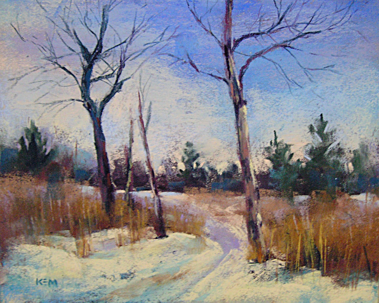 Painting My World Winter Landscape 8x10 pastel