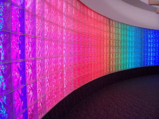 Neon lights rainbow wall, Washington Dulles Airport