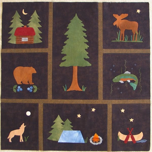 Cabin Creek Bear Lodge Block of the Month Wool Quilt