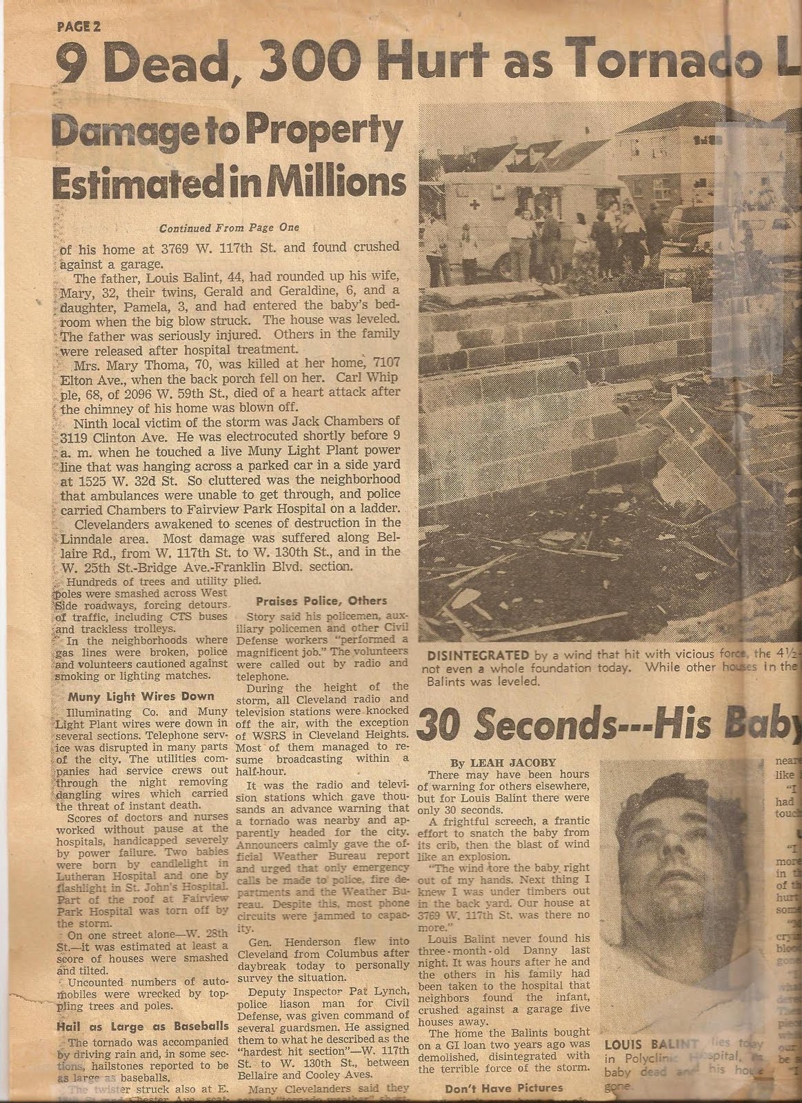 Scott Sabol's World of Weather Newspaper Scans After The Cleveland Tornado