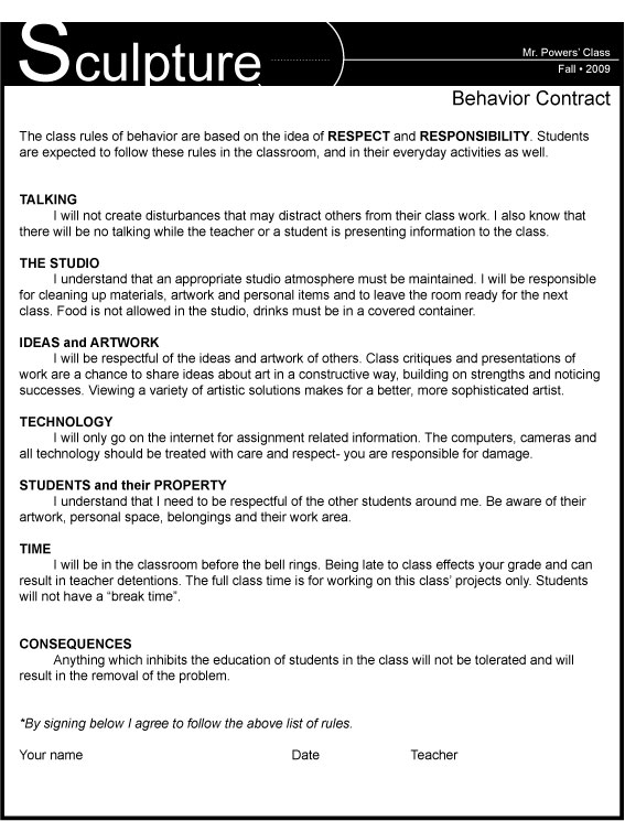 behavior contract templates