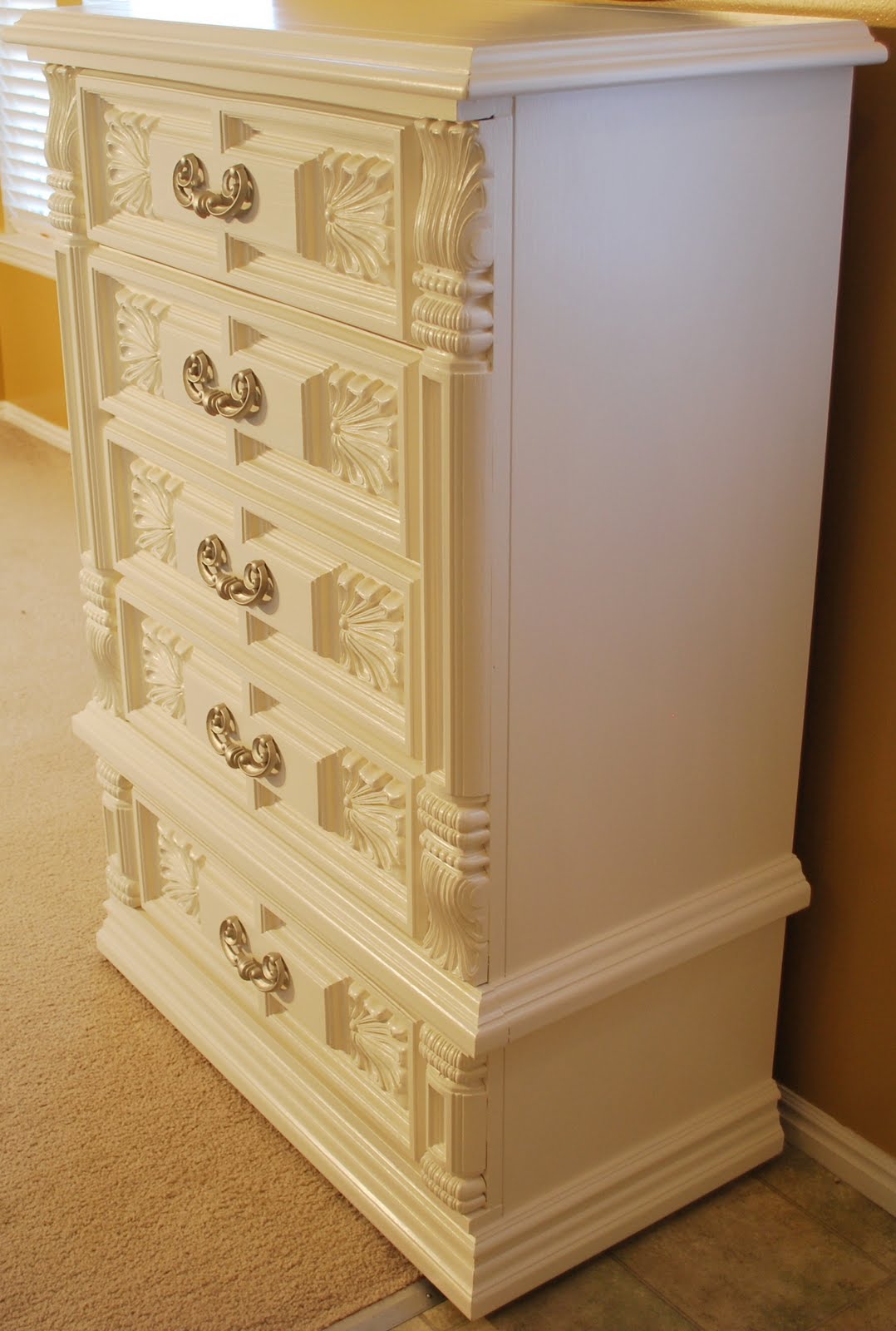 B's Refurnishings Tall, White Chest of Drawers