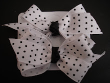 Set of White/black polka dot bows