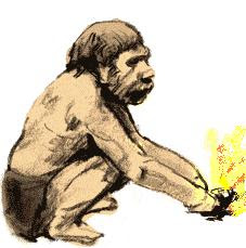 Caveman makes fire...