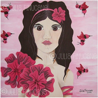 fantasy nymph image of pink petunia fairy by artist julia finucane
