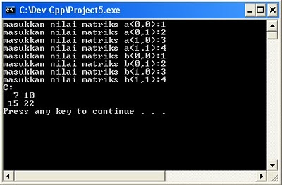 program matriks dengan bahasa C++